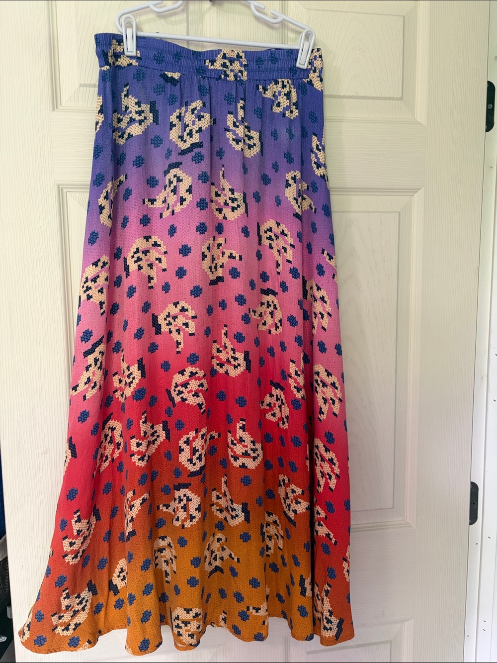 FARM Rio Ombre Floral Maxi Skirt in Purple-Pink-Mustard - Picture 4 of 6